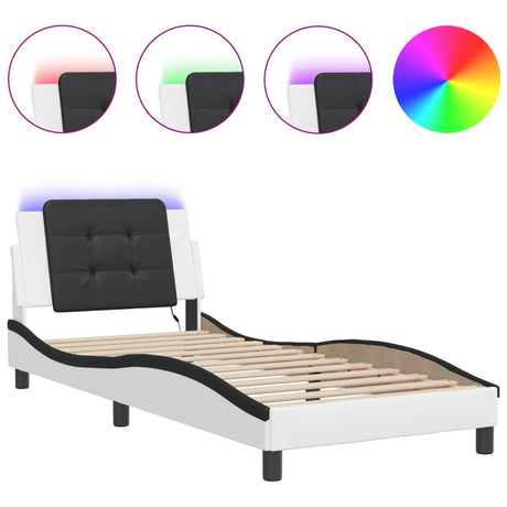 Vidaxl bedframe met led zonder matras zadar wit en zwart 90x190 cm