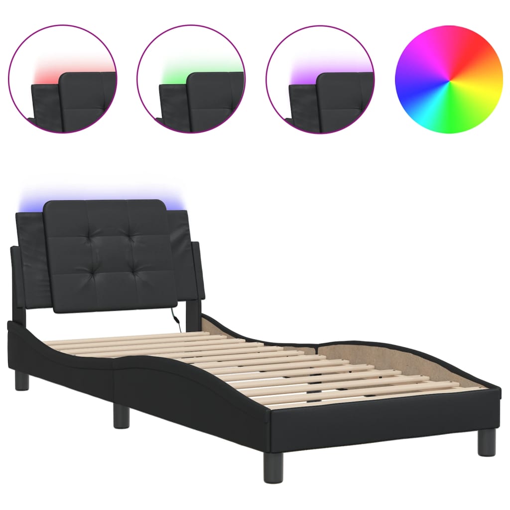 Vidaxl bedframe met led zonder matras zadar zwart 100x200 cm