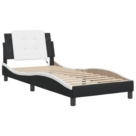 Vidaxl bedframe met led zonder matras zadar zwart en wit 100x200 cm