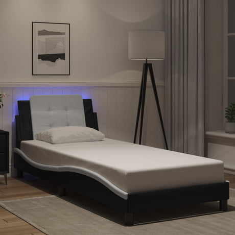 Vidaxl bedframe met led zonder matras zadar zwart en wit 100x200 cm