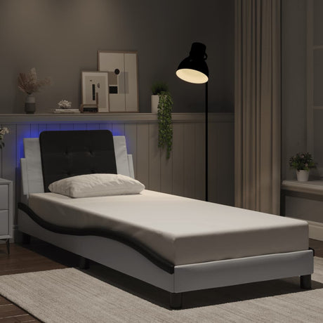 Vidaxl bedframe met led zonder matras zadar wit en zwart 100x200 cm