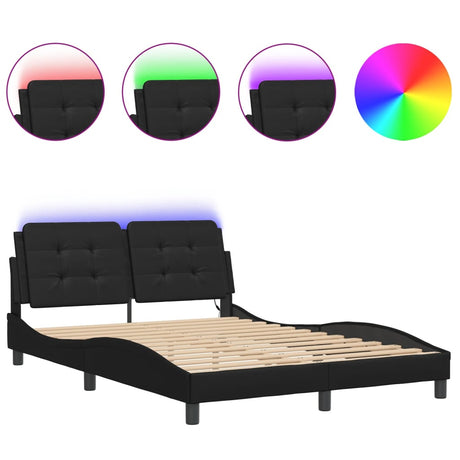 Vidaxl bedframe met led zonder matras zadar zwart 120x200 cm