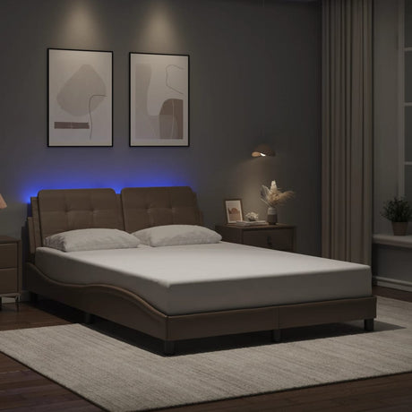 Vidaxl bedframe met led zonder matras zadar cappuccino 140x190 cm