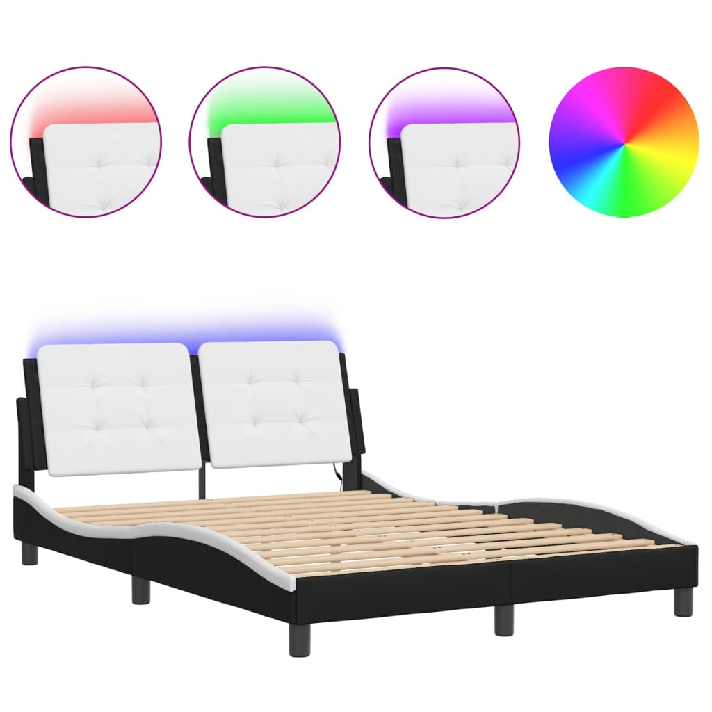 Vidaxl bedframe met led zonder matras zadar zwart en wit 140x190 cm