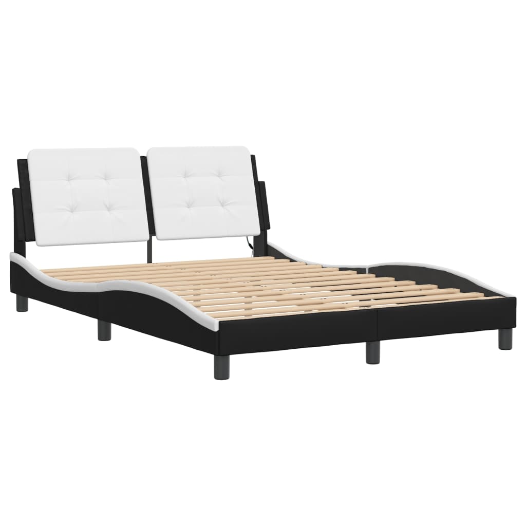 Vidaxl bedframe met led zonder matras zadar zwart en wit 140x190 cm