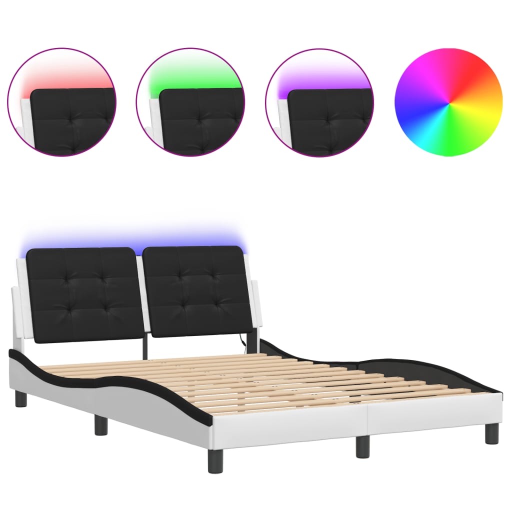 Vidaxl bedframe met led zonder matras zadar wit en zwart 140x190 cm