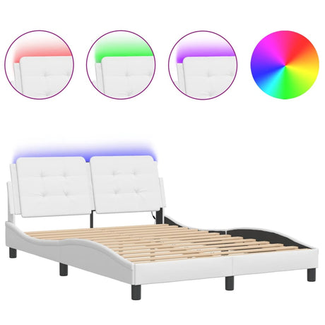 Vidaxl bedframe met led zonder matras zadar wit 140x200 cm