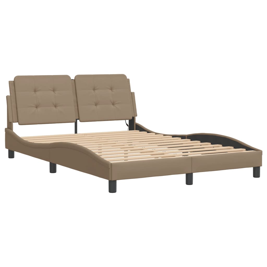 Vidaxl bedframe met led zonder matras zadar cappuccino 140x200 cm