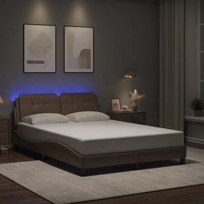 Vidaxl bedframe met led zonder matras zadar cappuccino 140x200 cm