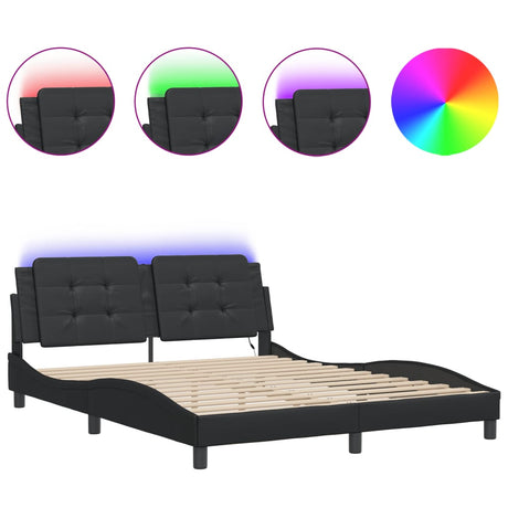 Vidaxl bedframe met led zonder matras zadar zwart 160x200 cm