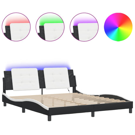 Vidaxl bedframe met led zonder matras zadar zwart en wit 180x200 cm