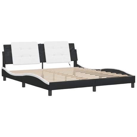 Vidaxl bedframe met led zonder matras zadar zwart en wit 180x200 cm