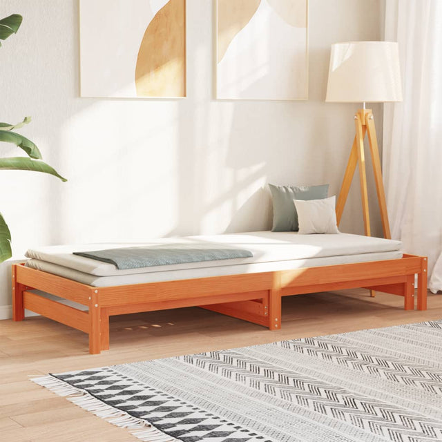 Vidaxl slaapbank met onderschuifbed 90x190 cm massief grenenhout
