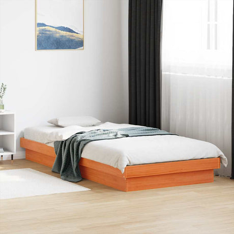 Vidaxl bedframe met led massief grenenhout wasbruin 100x200 cm
