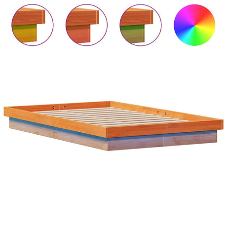 Vidaxl bedframe met led-verlichting grenenhout wasbruin 120x200 cm