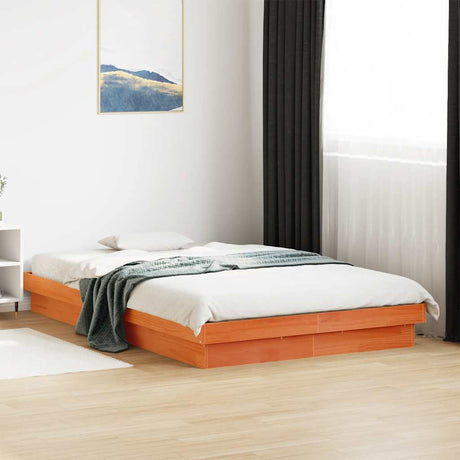 Vidaxl bedframe met led-verlichting grenenhout wasbruin 120x200 cm