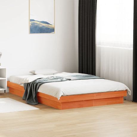 Vidaxl bedframe met led massief grenenhout wasbruin 140x200 cm