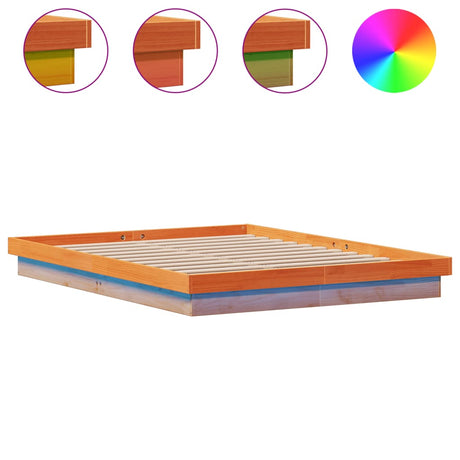 Vidaxl bedframe met led massief grenenhout wasbruin 160x200 cm