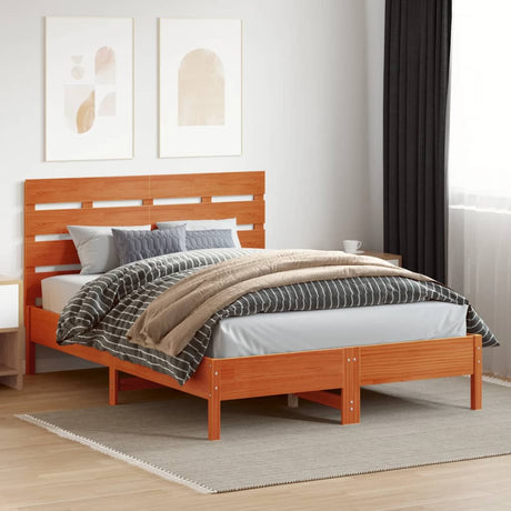 Vidaxl hoofdbord 150 cm massief grenenhout wasbruin
