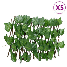 Vidaxx Kunstpflanze Weinblattspalier 5 Stk. ausziehbar 180x20 cm grün