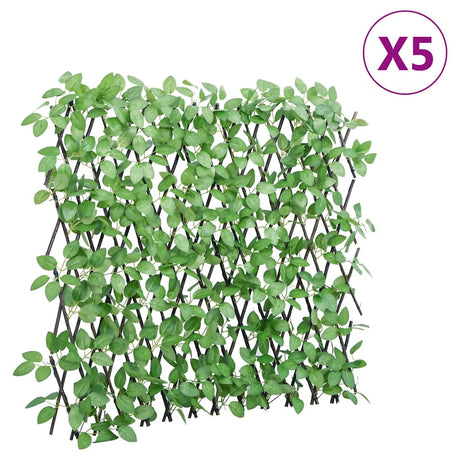 Vidaxx künstliche Efeupflanze am Spalier 5 Stück ausziehbar 180x65 cm grün