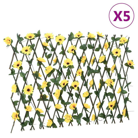 Vidaxx künstliche Efeupflanze am Spalier 5 Stück ausziehbar 180x60 cm gelb
