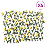 Vidaxx künstliche Efeupflanze am Spalier 5 Stück ausziehbar 180x60 cm gelb