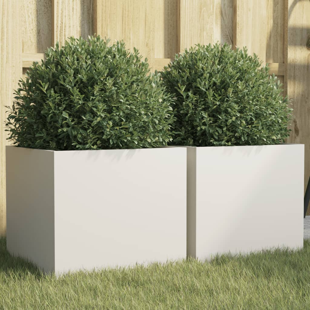Vidaxx Pflanzgefäße 2 Stk. 32x30x29 cm Stahl weiß