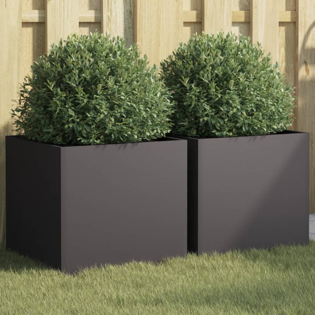 Vidaxx Pflanzgefäße 2 Stk. 42x40x39 cm Stahl schwarz