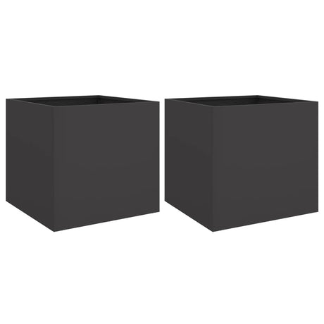 Vidaxx Pflanzgefäße 2 Stück 49x47x46 cm Stahl schwarz
