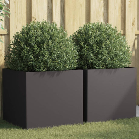Vidaxx Pflanzgefäße 2 Stück 49x47x46 cm Stahl schwarz