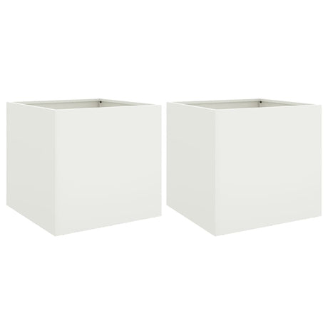 Vidaxx Pflanzgefäße 2 Stück 49x47x46 cm Stahl weiß