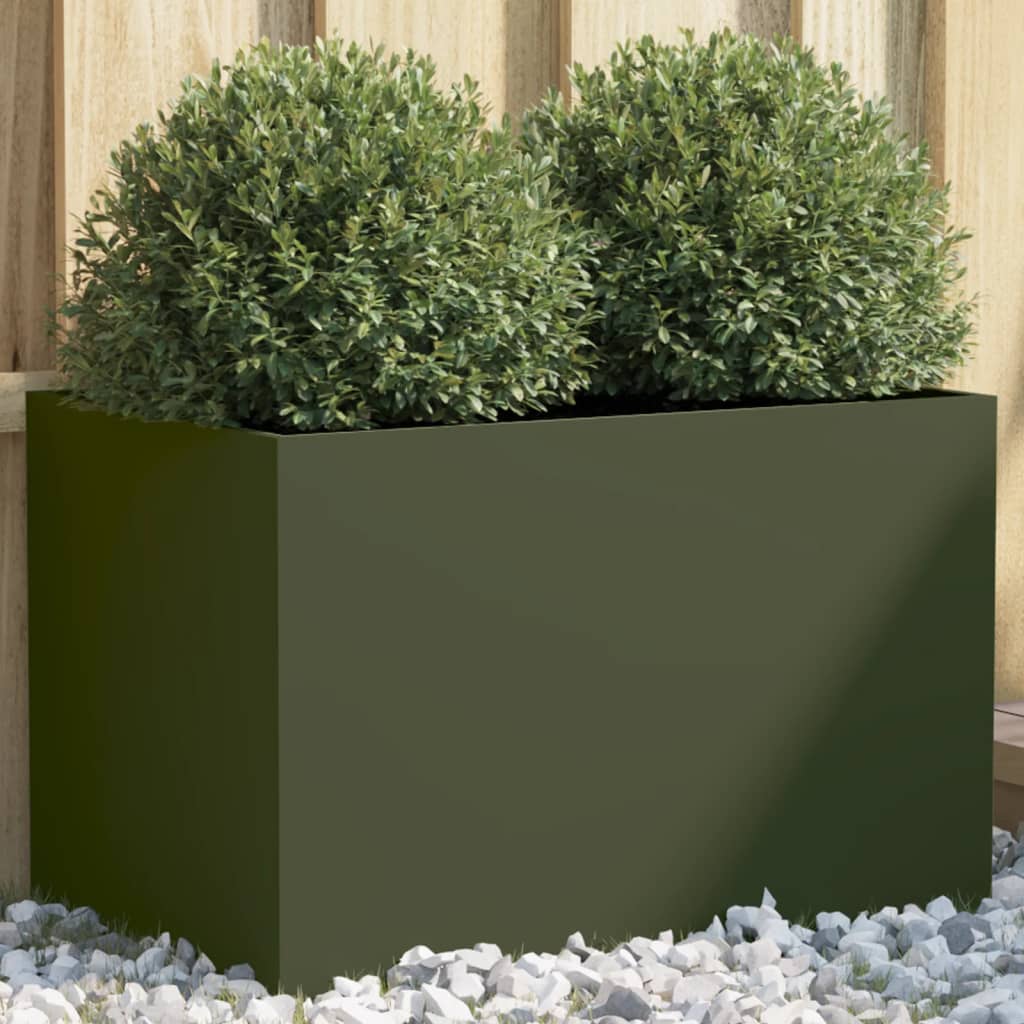Vidaxx Pflanzgefäß 62x40x39 cm Stahl olivgrün