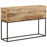 Vidaxl wandtafel 110x30x75 cm massief ruw mangohout en ijzer