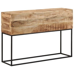 Vidaxl wandtafel 110x30x75 cm massief ruw mangohout en ijzer