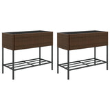 VidaXL Pflanzgefäße mit Regal 2 Stk. 90x40x75 Polyrattan braun