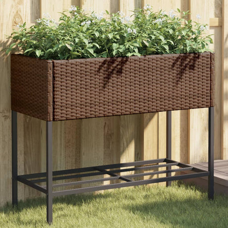 VidaXL Pflanzgefäße mit Regal 2 Stk. 90x40x75 Polyrattan braun