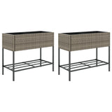VidaXL Pflanzgefäße mit Regal 2 Stk. 90x40x75 Polyrattan grau