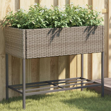 VidaXL Pflanzgefäße mit Regal 2 Stk. 90x40x75 Polyrattan grau