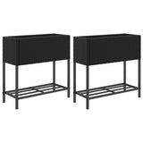 VidaXL Pflanzgefäße mit Regal 2 Stk. 70x28x70 Polyrattan schwarz