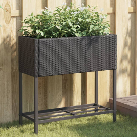 Vidaxx Pflanzgefäße mit Regal 2 Stk. 70x28x70 Polyrattan schwarz
