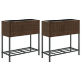 VidaXL Pflanzgefäße mit Regal 2 Stk. 70x28x70 Polyrattan braun