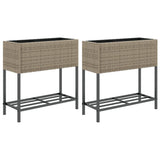 VidaXL Pflanzgefäße mit Regal 2 Stk. 70x28x70 Polyrattan grau