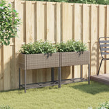 VidaXL Pflanzgefäße mit Regal 2 Stk. 70x28x70 Polyrattan grau