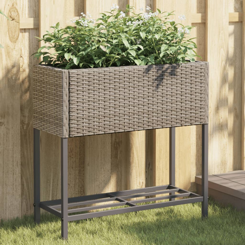 VidaXL Pflanzgefäße mit Regal 2 Stk. 70x28x70 Polyrattan grau