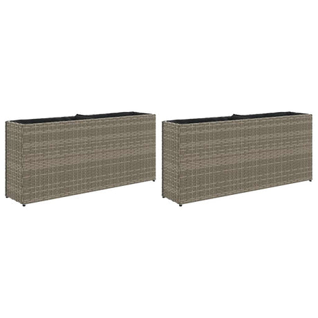 Vidaxl plantenbakken met 2 potten 2 st 90x20x40 cm poly rattan grijs