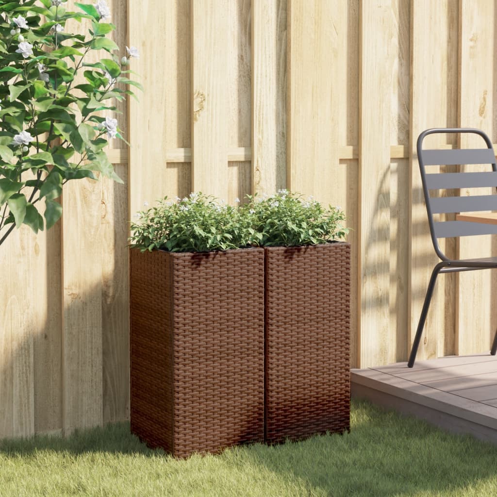 VidaXL Pflanzgefäße 2 Stk. 30x30x60 cm Polyrattan braun