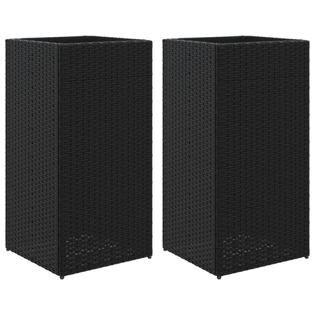 VidaXL Pflanzgefäße 2 Stk. 40x40x80 cm Polyrattan schwarz