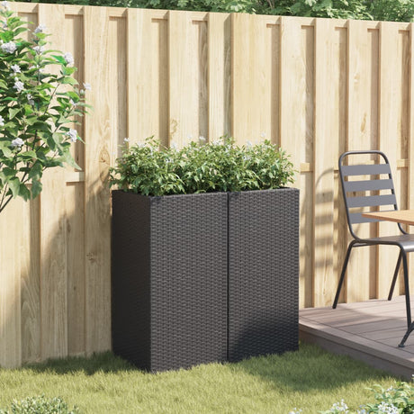 Vidaxx Pflanzgefäße 2 Stk. 40x40x80 cm Polyrattan schwarz