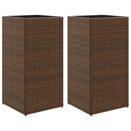 VidaXL Pflanzgefäße 2 Stk. 40x40x80 cm Polyrattan braun